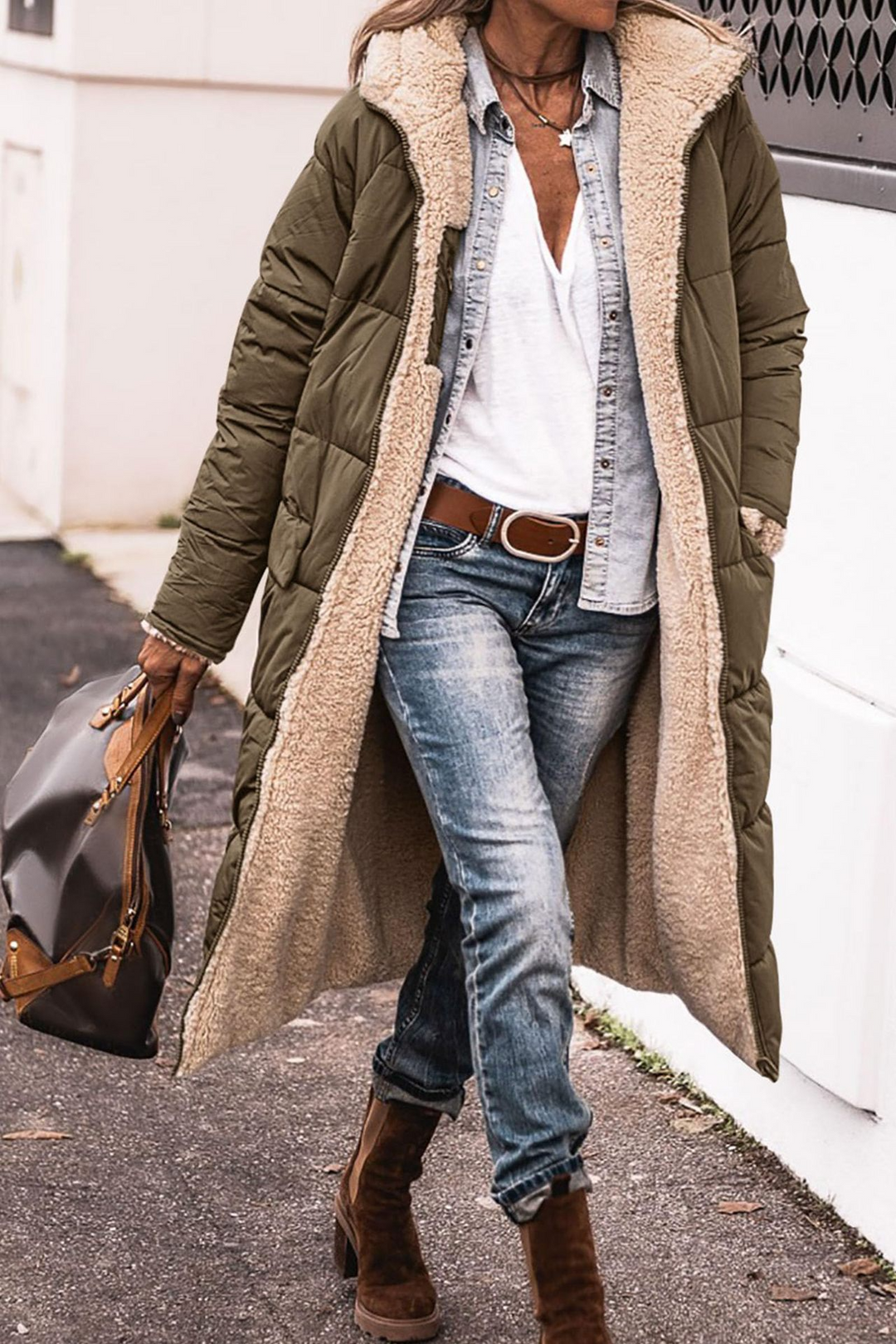Johna – Abrigo Reversible de Sherpa Luxe