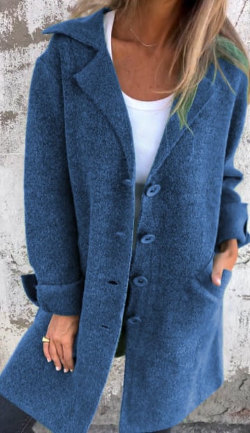 Baylea - Chaqueta Casual de Largo con Solapa de Lana