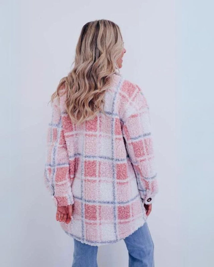 Elinara - Chaqueta de Franela Polar a Cuadros