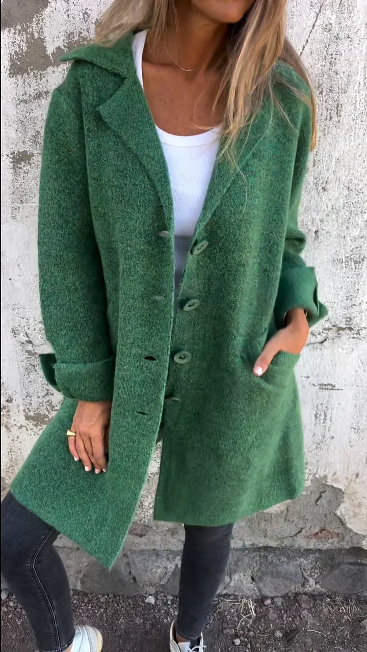 Baylea - Chaqueta Casual de Largo con Solapa de Lana