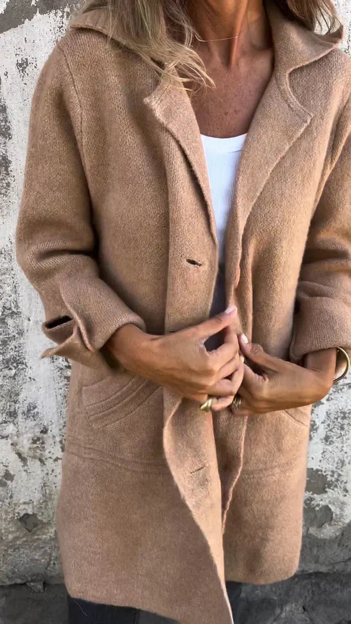 Baylea - Chaqueta Casual de Largo con Solapa de Lana