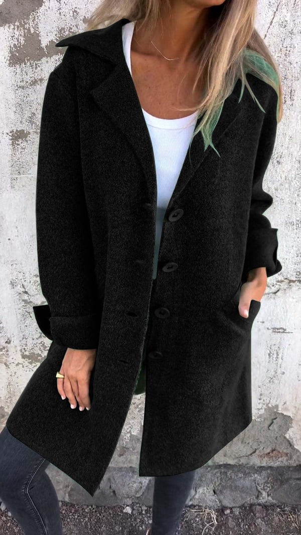 Baylea - Chaqueta Casual de Largo con Solapa de Lana