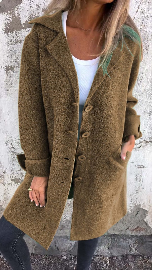 Baylea - Chaqueta Casual de Largo con Solapa de Lana