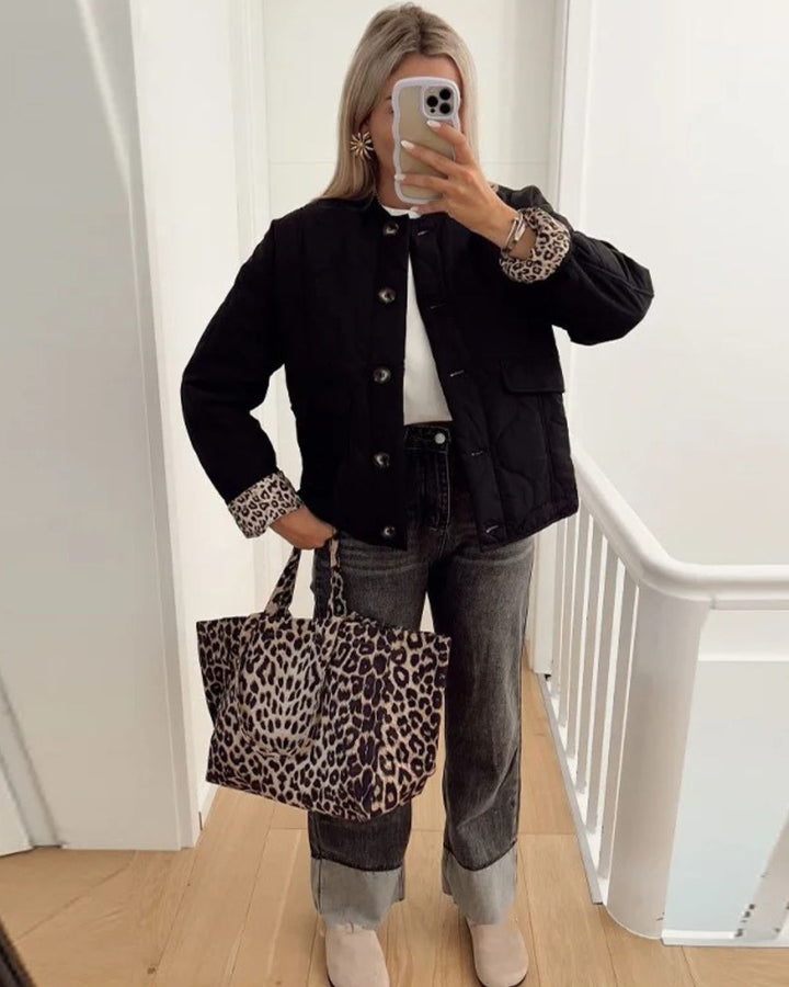 Beatriz - Chaqueta con forro de leopardo