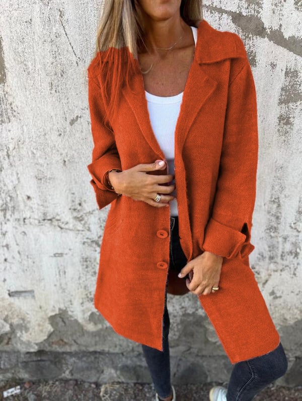Baylea - Chaqueta Casual de Largo con Solapa de Lana