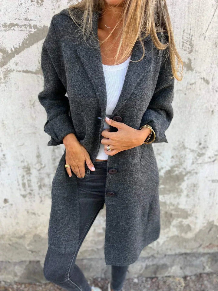 Baylea - Chaqueta Casual de Largo con Solapa de Lana
