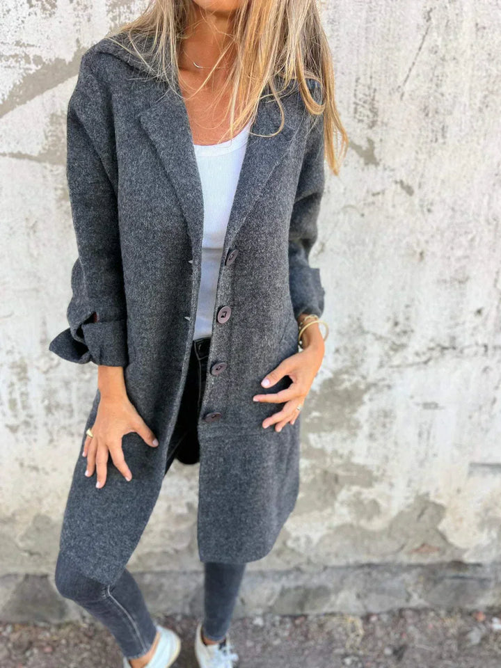 Baylea - Chaqueta Casual de Largo con Solapa de Lana