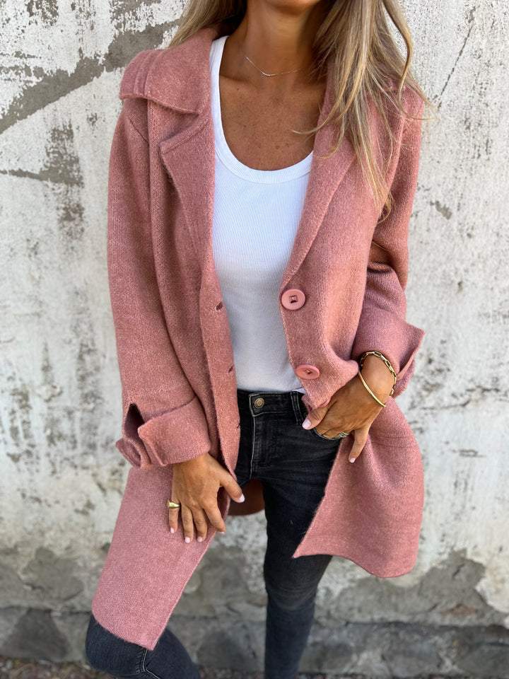 Baylea - Chaqueta Casual de Largo con Solapa de Lana