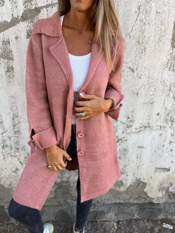 Baylea - Chaqueta Casual de Largo con Solapa de Lana