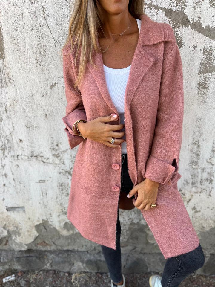 Baylea - Chaqueta Casual de Largo con Solapa de Lana
